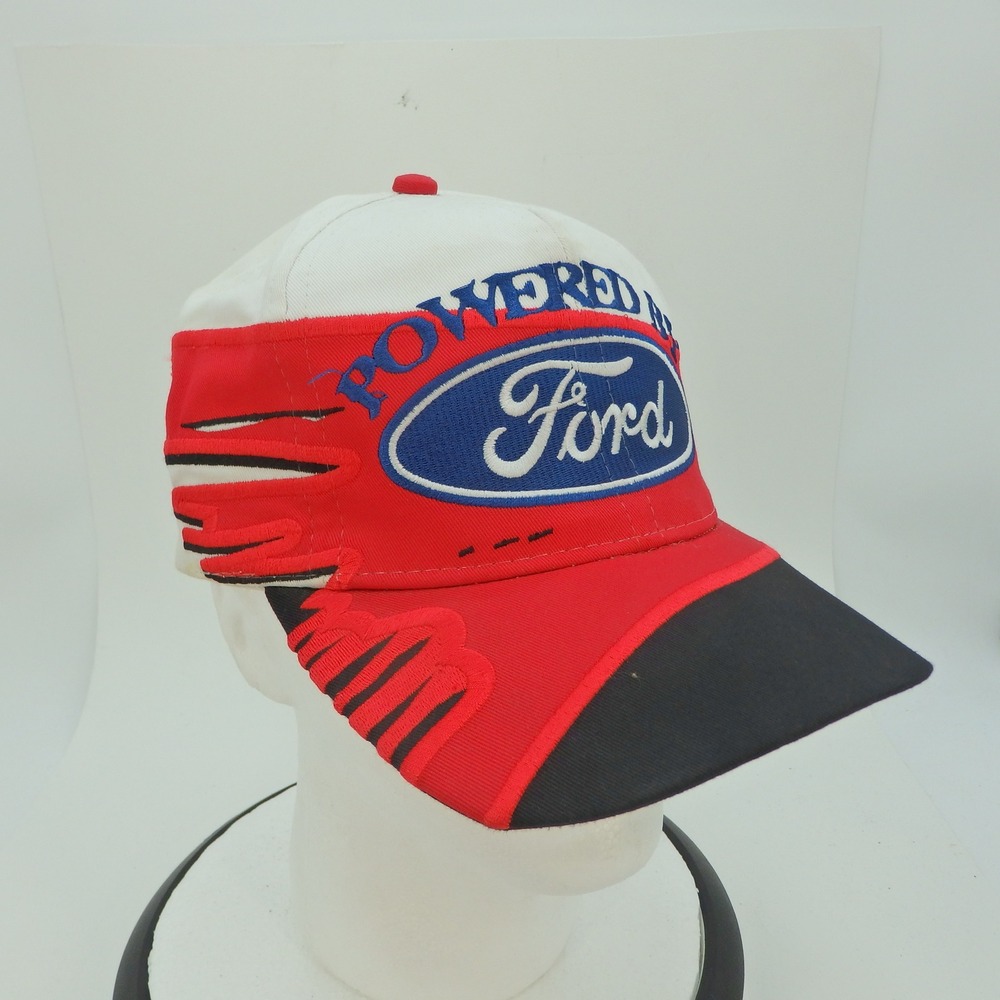 Ford Powered By Ford Racing Embroidered Baseball Cap White Red Black - Picture 8 of 15